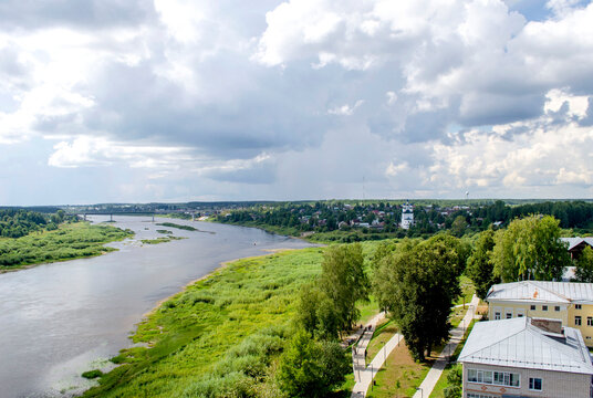 View from the bell tower of the Church of the Assumption of the Blessed Virgin Mary in Totma, Vologda region Russia