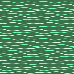 Seamless wavy line pattern in shades of green for a modern and dynamic design