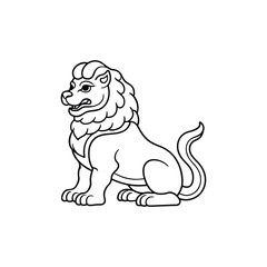 Chinese Culture Clipart Design - Chinese Guardian Lion Sitting Vector illustration in black and white