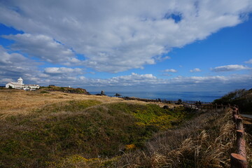 seaside walkway and charming clouds