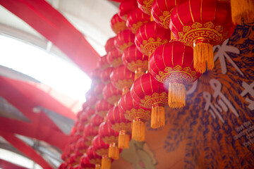 Festive big red lanterns in spring festival