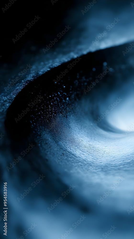 Poster Abstract blue wave with a smooth, textured surface.