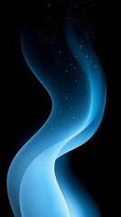 Abstract blue wave with glowing particles on a black background.