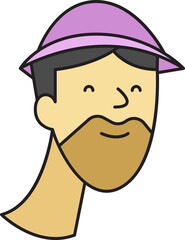 Beard Man Face Cartoon Character Avatar