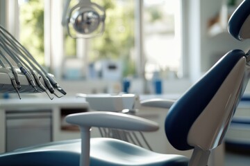 Fototapeta premium Dental Chair and Instruments in a Modern Clinic