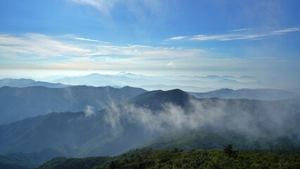 Sunrise view of Deogyusan National Park in Korea