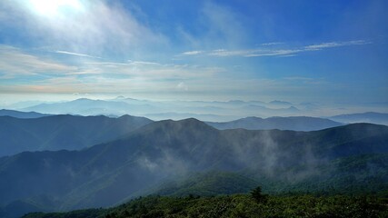 Sunrise view of Deogyusan National Park in Korea