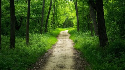 Obraz premium Forest path guiding to a sunlit clearing, representing growth, transformation, and fresh opportunities in the journey of business development and success.