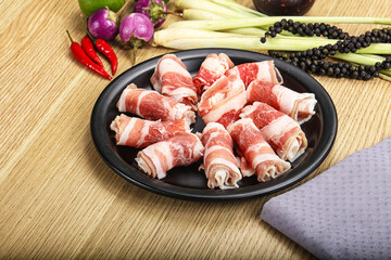 Raw beef bacon for grill