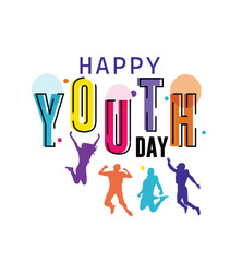World youth day  hand drawn colorful typography vector illustration.