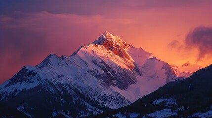 Obraz premium sunrise view of snowy mountains