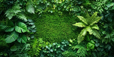 Top View of Green Moss Forest with Rich Textures and Vibrant Shades