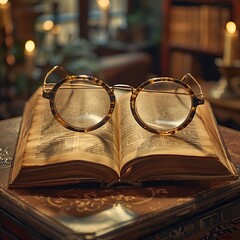 Open Book with Glasses