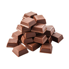 Fototapeta premium A stack of milk chocolate squares is suitable for confectionery packaging design, food blog graphics, and dessert menu illustrations