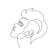 Abstract Male Face One Line Drawing. Creative Contemporary Abstract Line Drawing of Man Profile. Handsome Male Portrait for Modern Fashion Vector Minimalist Design