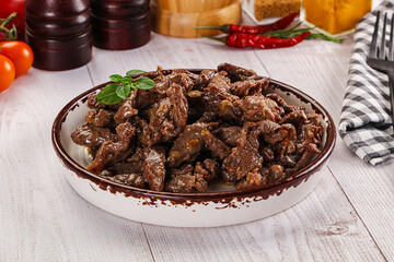 Stew beef slices with gravy