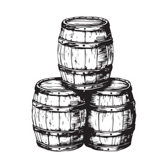 Wood barrels old Stock Vector Images. Beer barrel illustration Black and White Stock image vector.