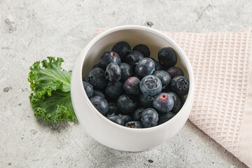 Sweet ripe blueberry on the bowl