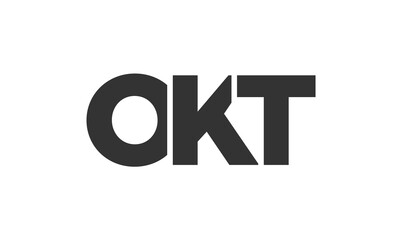 OKT logo design template with strong and modern bold text. Initial based vector logotype featuring simple and minimal typography. Trendy company identity.