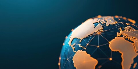 Fototapeta premium Digital rendering of economic policies visualized as pathways in a global trade network, concept of strategic trade relations