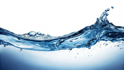 Crystal-clear water splashing against a pristine white backdrop, forming mesmerizing bubbles and ripples in a dynamic display of nature's beauty