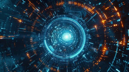 Obraz premium Discover the fascinating world of cybersecurity art, merging hacker alerts and digital risks with the beauty of safeguarding. Unveil the complex sphere of technology, secure data, and network