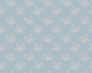 Hand drawn floral pattern vector design. Simple ornament with plant and leaf.