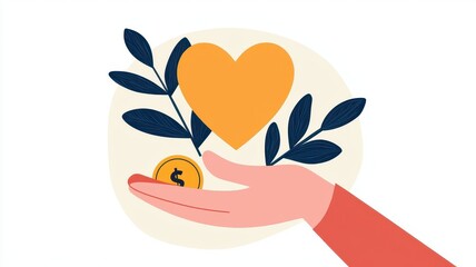 Digital wallet interface with charitable donation options, representing easy and accessible giving, Wallet charity donation, Generous digital finance