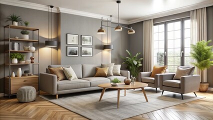 Modern walls painted in soothing neutral hues provide a clean canvas for tasteful furniture, crafting a harmonious and