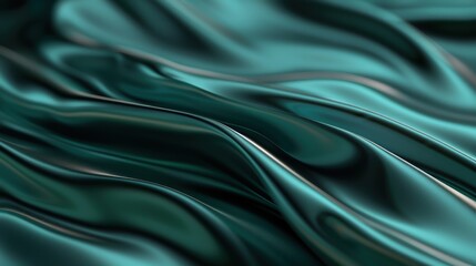 Fototapeta premium Dark Emerald Waves with Silver Accents, a captivating background featuring deep green and black tones intertwined with flowing textures and shimmering silver highlights