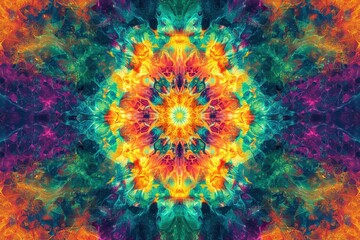 Vibrant Kaleidoscopic Mandala Pattern