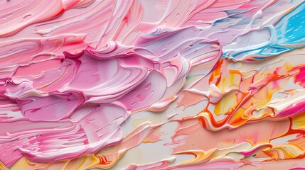 Vibrant Multicolored Abstract Texture, a dynamic interplay of wavy oil paint layers, creating a rich patchwork of color and texture ideal for artistic expression and decor.