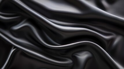 Obraz premium Elegant Black Fabric, showcasing a smooth surface texture with subtle ripples, creating a sophisticated backdrop that enhances visual depth and richness.