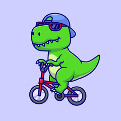 Cute Dino Riding Cartoon Vector Icon Illustration. Animal  Sport Icon Concept Isolated Premium Vector. Flat Cartoon Style  © catalyststuff