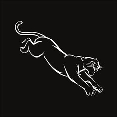 Fototapeta premium Tiger full body logo vector black with black background