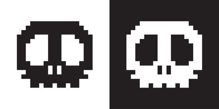 skull vector halloween pixel crossbones ghost icon logo doodle cartoon character illustration symbol design clip art