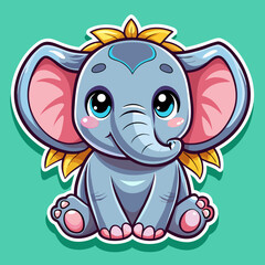  Cute Baby Elephant vector sticker design