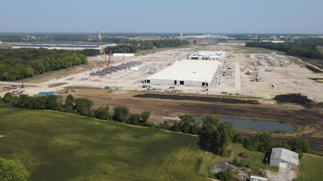 Aerial Drone view of the new Intel facility in Columbus Ohio