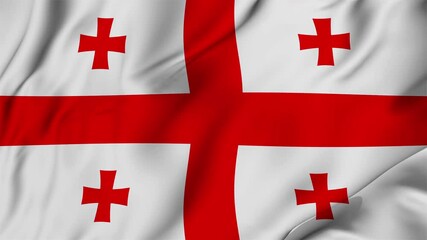 A beautiful view of the Georgia flag video. 3d flag-waving video. Georgia flag 4K resolution.