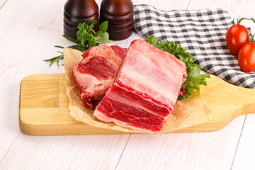 Raw beef rib for cooking