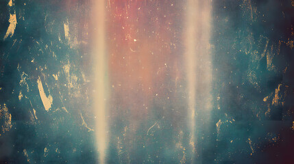 Obraz premium Vintage distressed old photo light leaks and film grain dust and scratches texture overlay with vignette border. Dirty grunge analog 8k 16:9 retro effect background with copy space. 3D rendering..