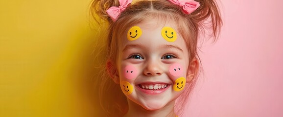Portrait of happy smiling little girl with colorful clothes, world children day