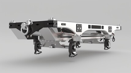 A 3D render of a heavyduty ATV trailer hitch