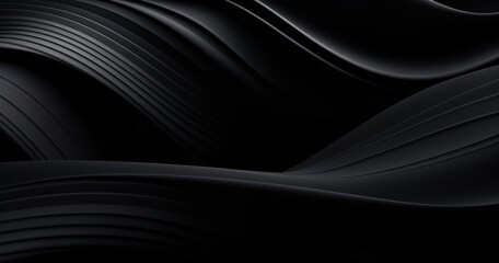A sleek, abstract design featuring smooth, flowing black waves that create a sense of depth and elegance.