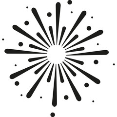 Firework for Celebration. Firework Sunburst Icon. Doodle Line Sparkles and Rays