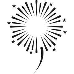Firework for Celebration. Firework Sunburst Icon. Doodle Line Sparkles and Rays