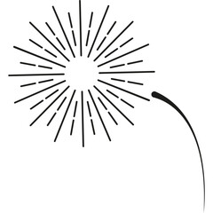 Obraz premium Firework for Celebration. Firework Sunburst Icon. Doodle Line Sparkles and Rays