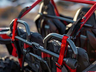 A 3D render of a UTV rear seatbelt harness