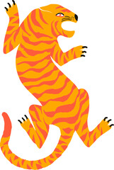 Dynamic Roaring Tiger Illustration in Vibrant Orange