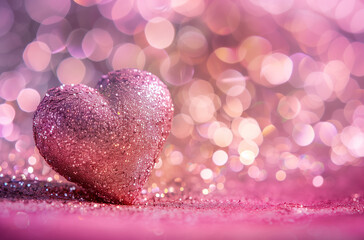 Fototapeta premium A pink heart-shaped object on the table with a blurred background AI Image